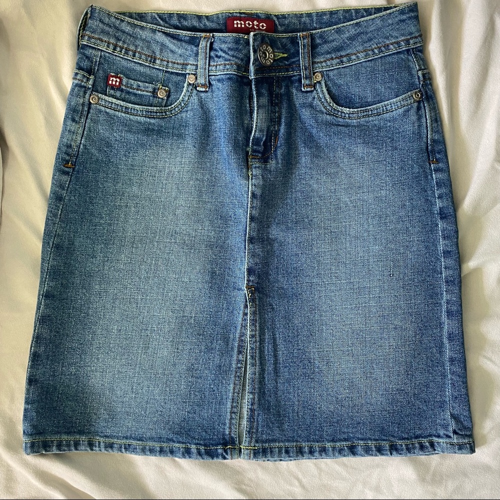 🌈Moto Denim Split Skirt